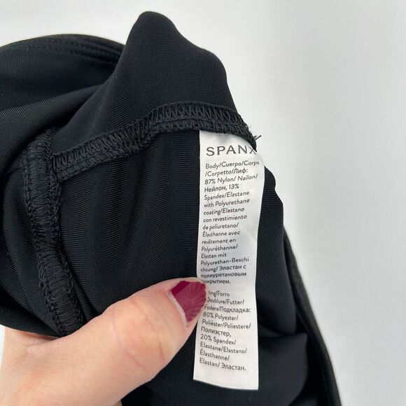 SPANX Women's Black Faux Leather Skinny Leggings Pull On Pants Size Large - Picture 7 of 10